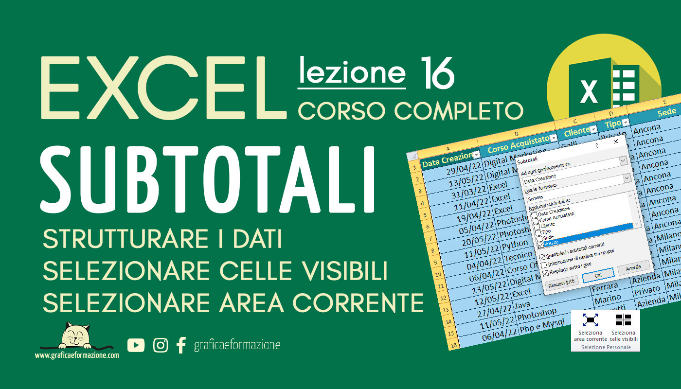 Tutorial Excel ● i Subtotali