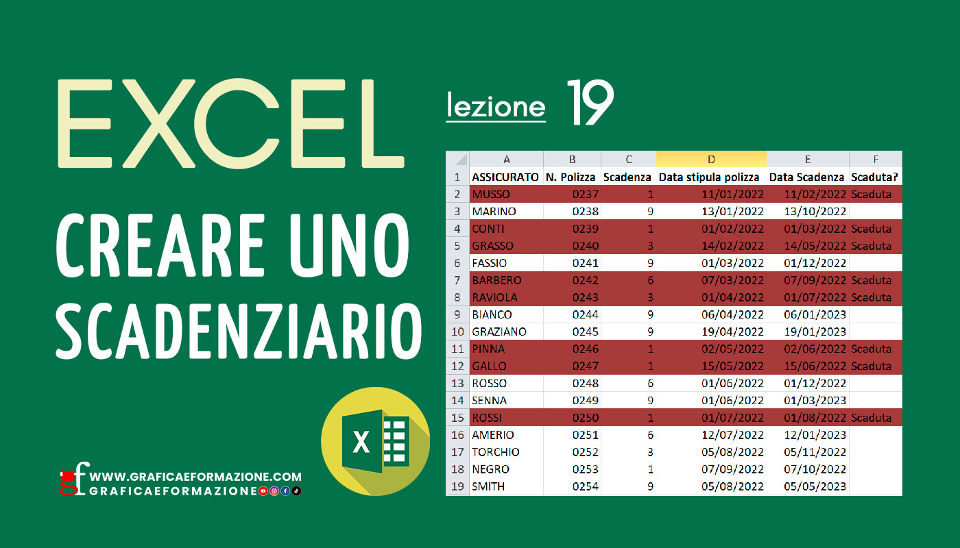 Tutorial Excel ● Creare uno scadenziario