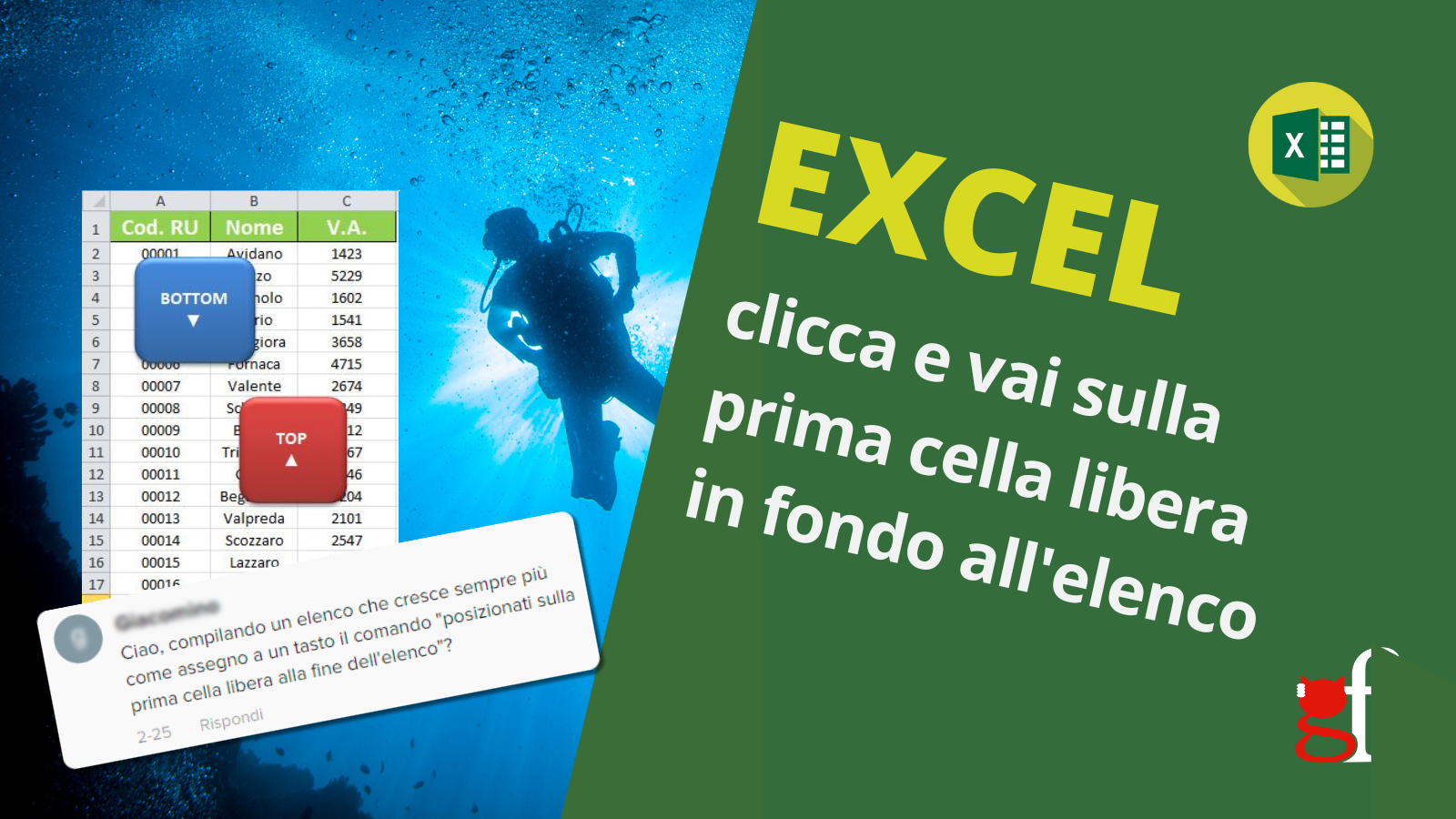 Excel: creare un bottone per andare in fondo all’elenco