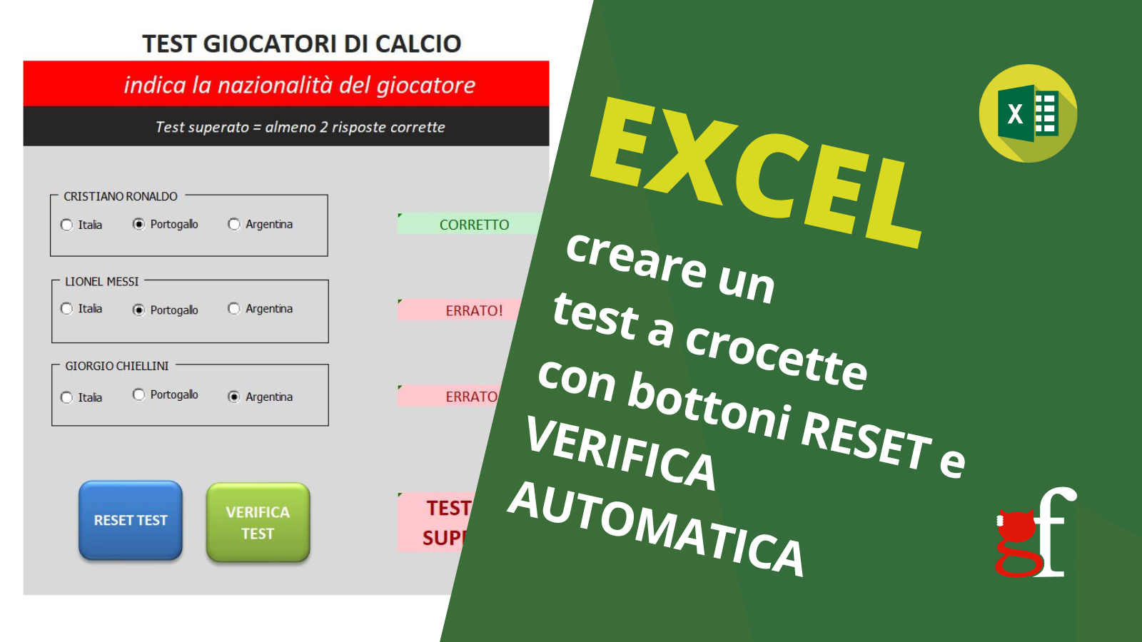 Excel: creare un test a crocette