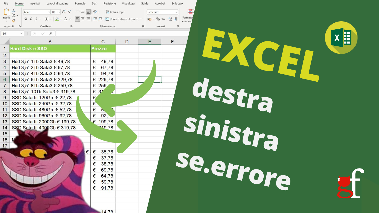 Excel: destra, sinistra, se.errore