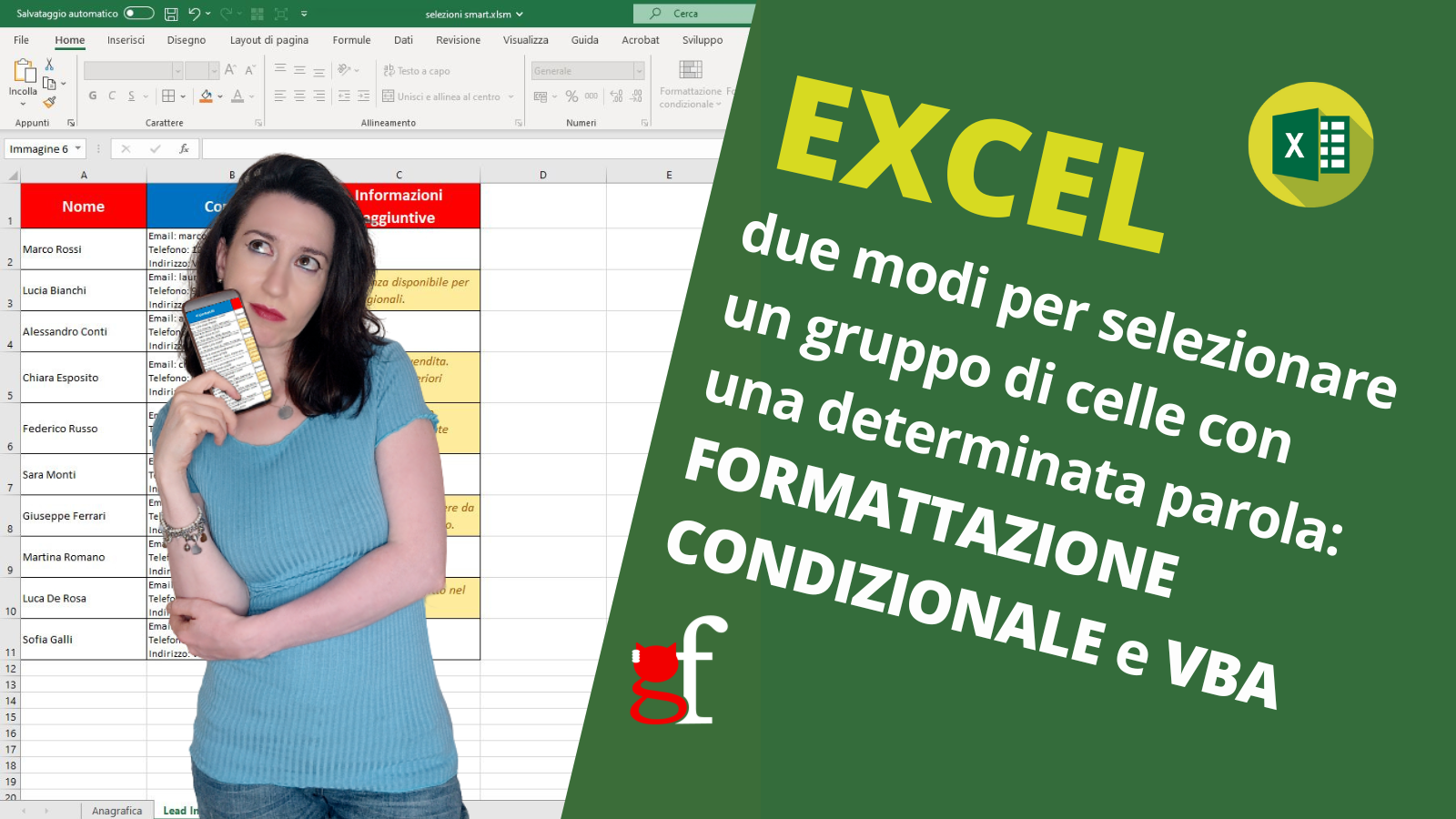 Come selezionare in un colpo solo celle con una determinata parola