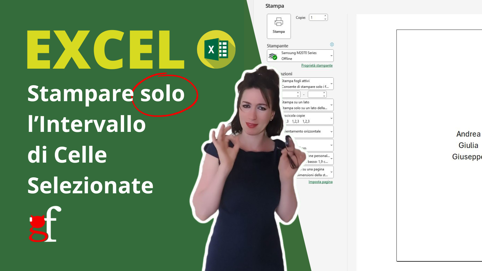 Scorciatoia stampa selezione in Excel